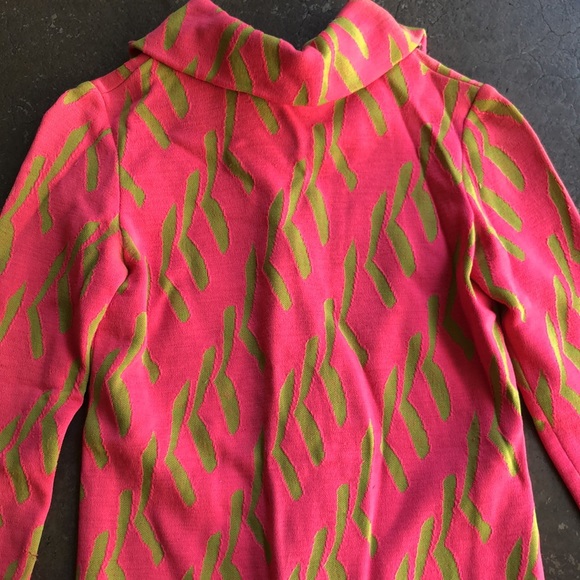 Vintage pink and green wool midi long sleeve sweater dress size small - Picture 2 of 5